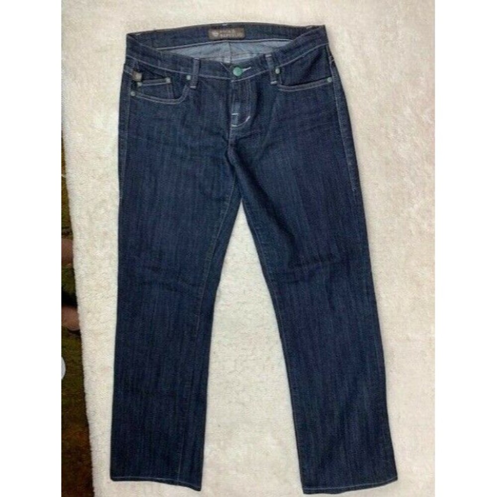 Rock & Republic Size 31 Womens Jeans Dark Wash Stretch Mid Rise Straight Bling